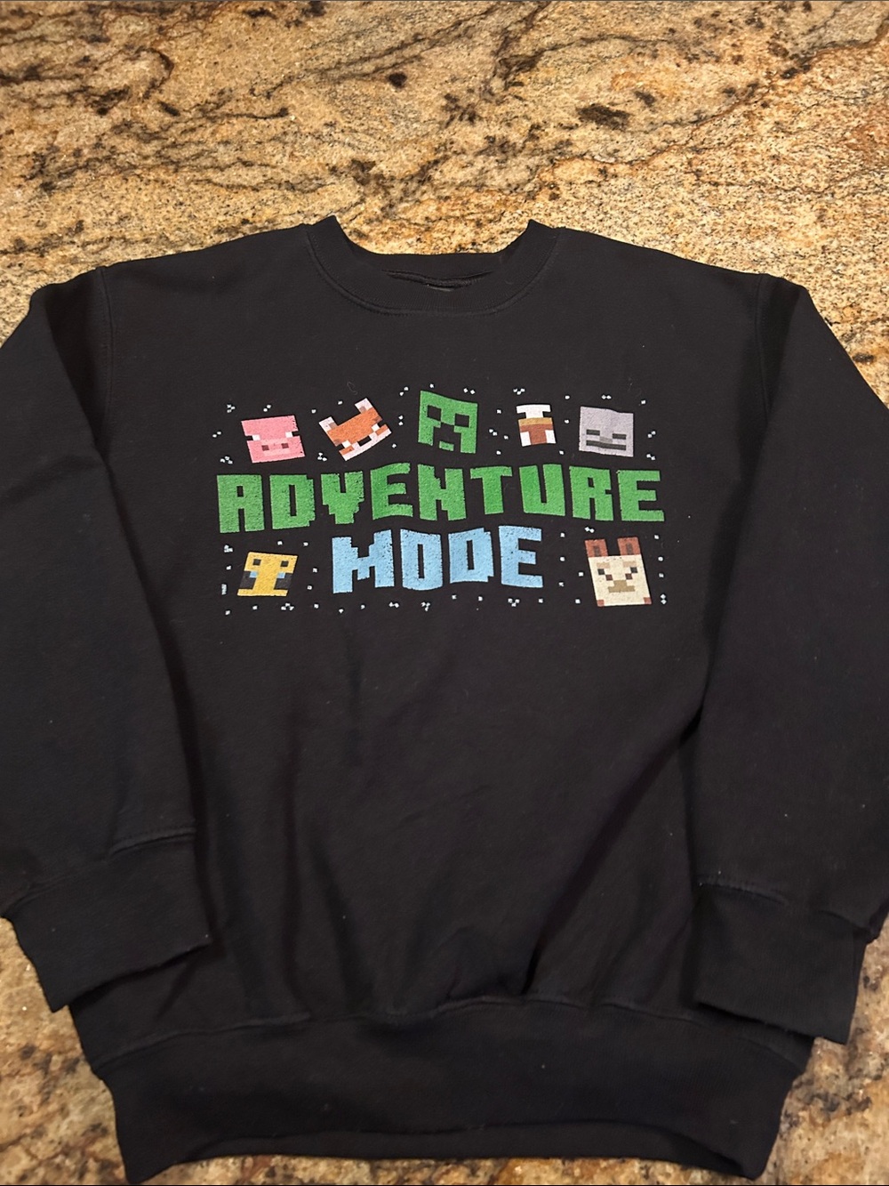 Minecraft Adventure Mode Graphic Crewneck Sweatshirt - Black